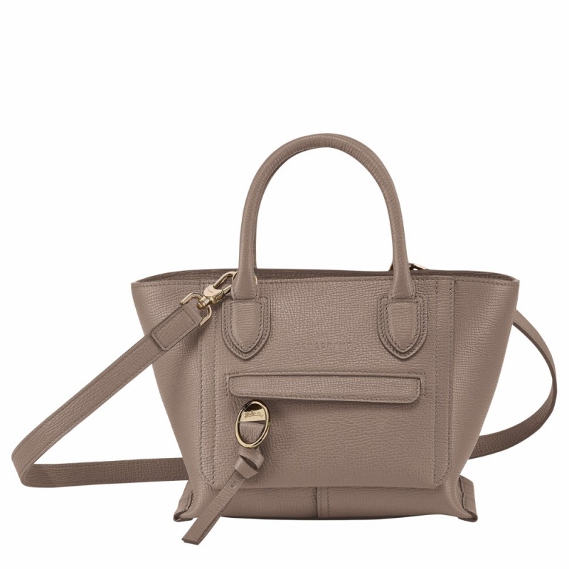 Grey Brown Longchamp Mailbox S Women's Handbags